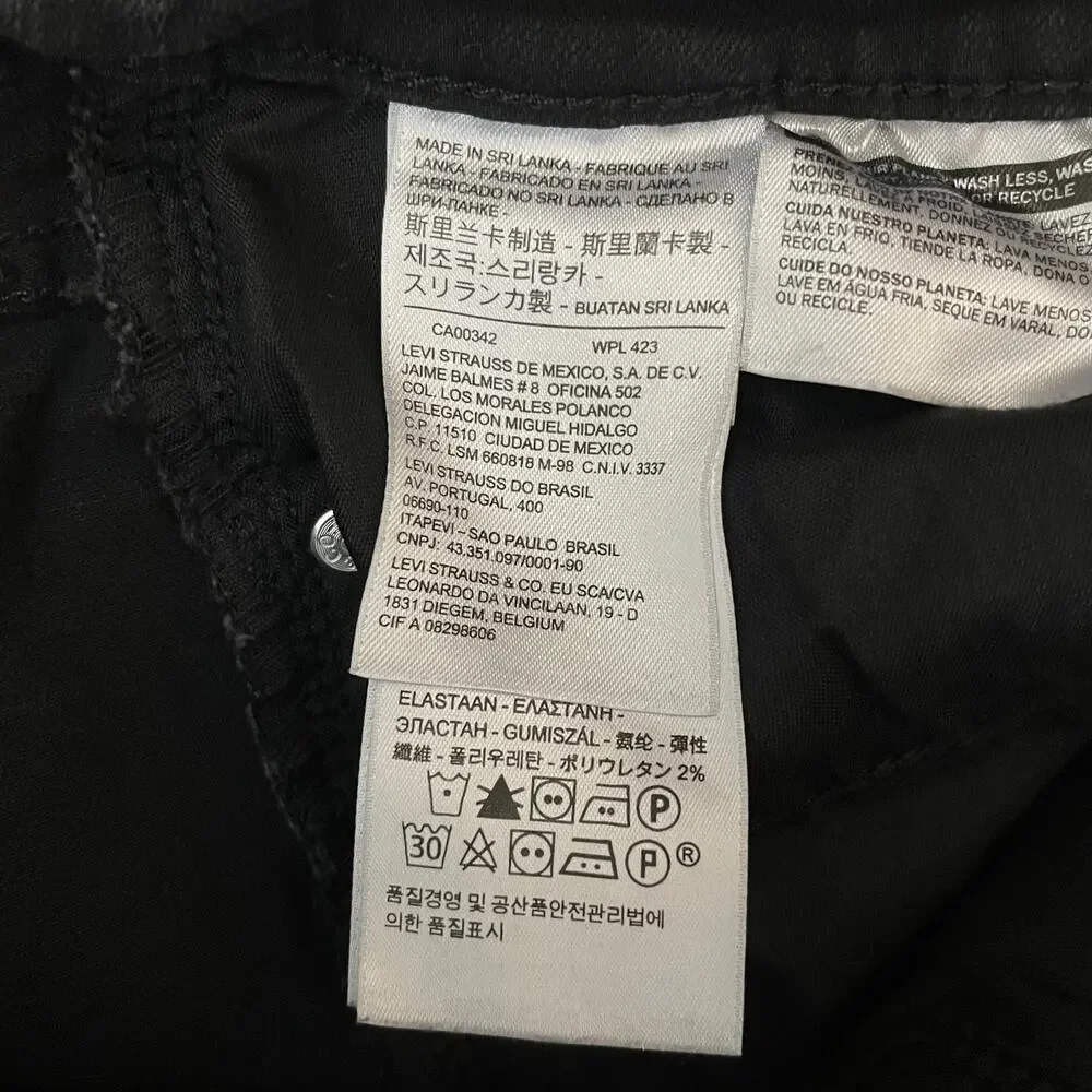 Levi's 711 Skinny Jeans Black 28 Distressed Ripped Knee